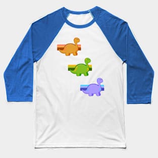 Three Colorful Dinosaurs Baseball T-Shirt